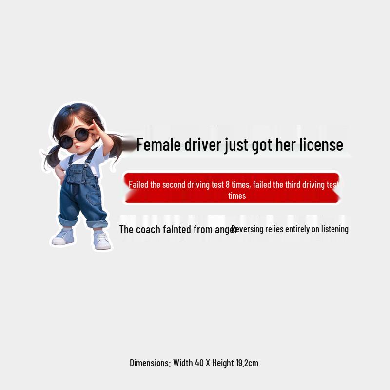 New Driver Alert: 8x Second & Third Stage Failures, Female Driver Fun Waterproof Car Sticker