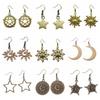 25 Styles Vintage Antique Bronze Plated Moon Sun Star Dangle Drop Earrings For Women Inspired Statement Wiccan Jewelry Gift