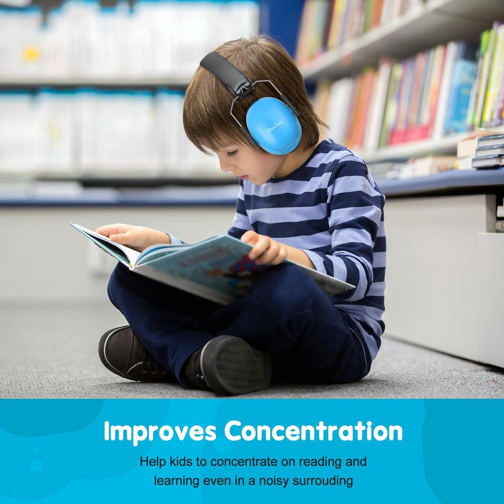 ProCase Safety Earmuffs for Kids and Hearing Protection Headphones with Adjustable Noise NRR 21dB Blue Noise-Blocking Adults, Sound-Isolating,