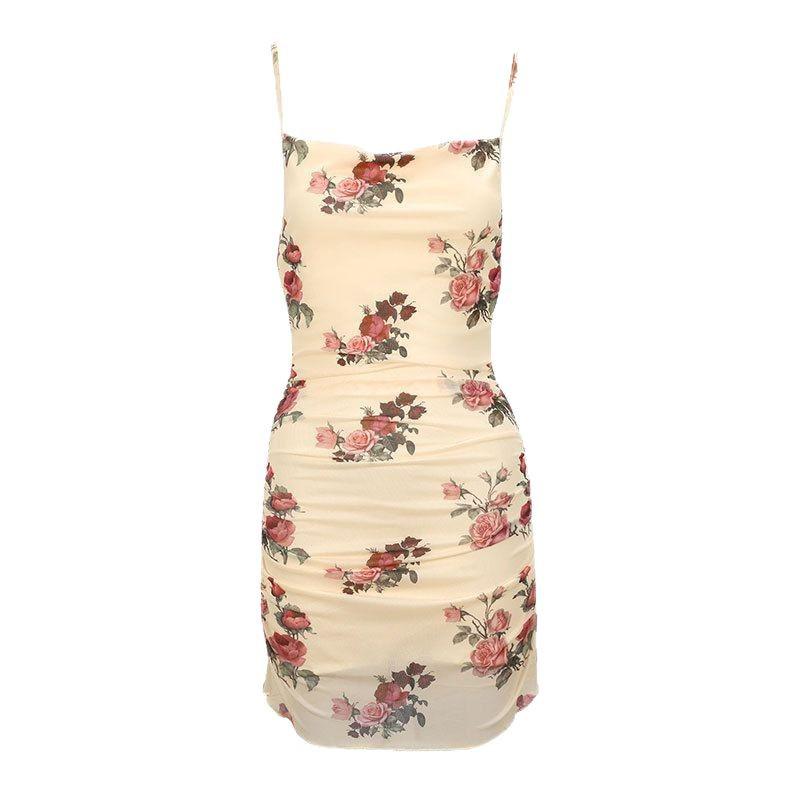 Spring/Summer French Style Rose Mesh Slip Dress