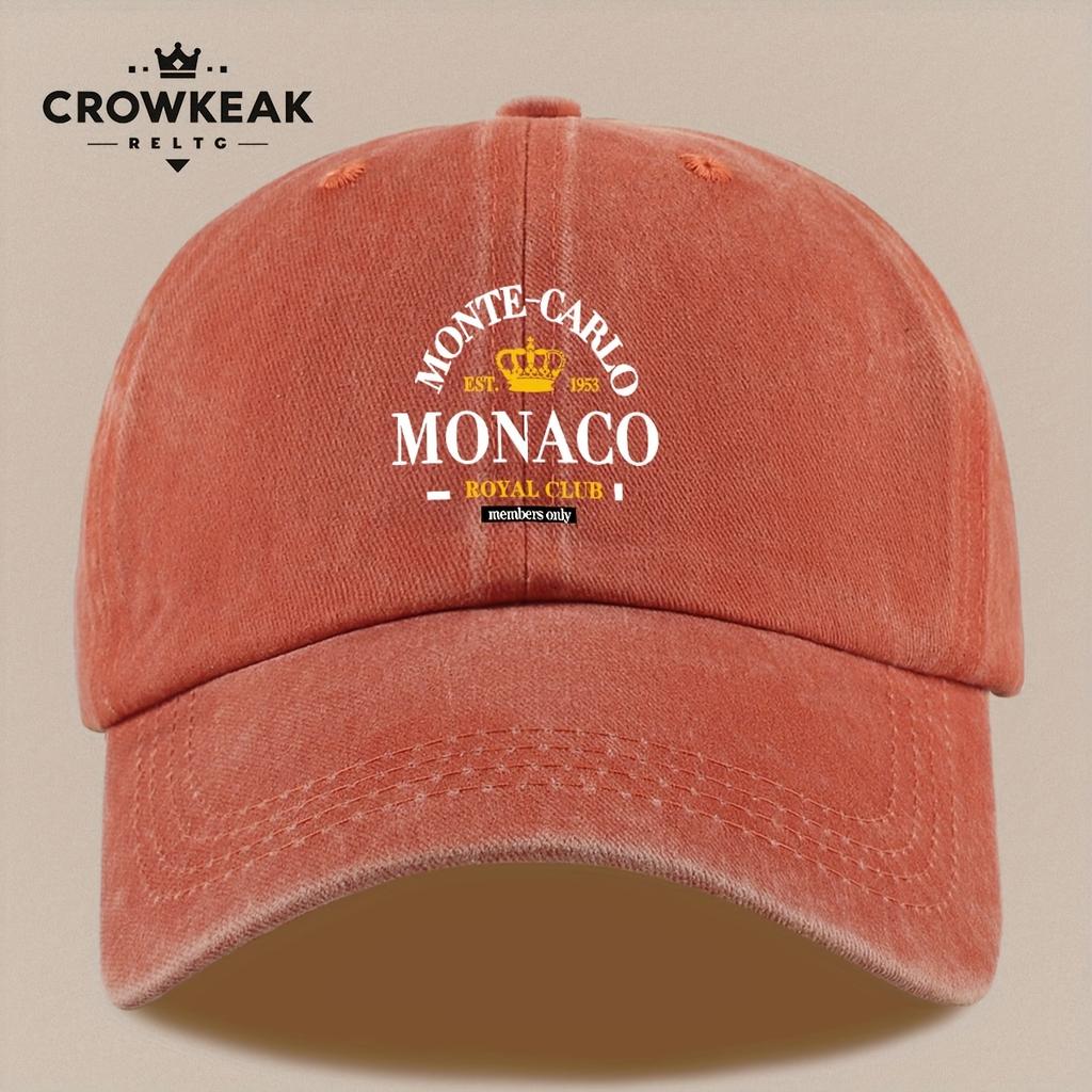 Casquette de baseball Vintage Monaco Royal Club Imprimé Snapback Réglable Chapeau Léger Unisexe pour Pêche en Plein Air Plage BBQ