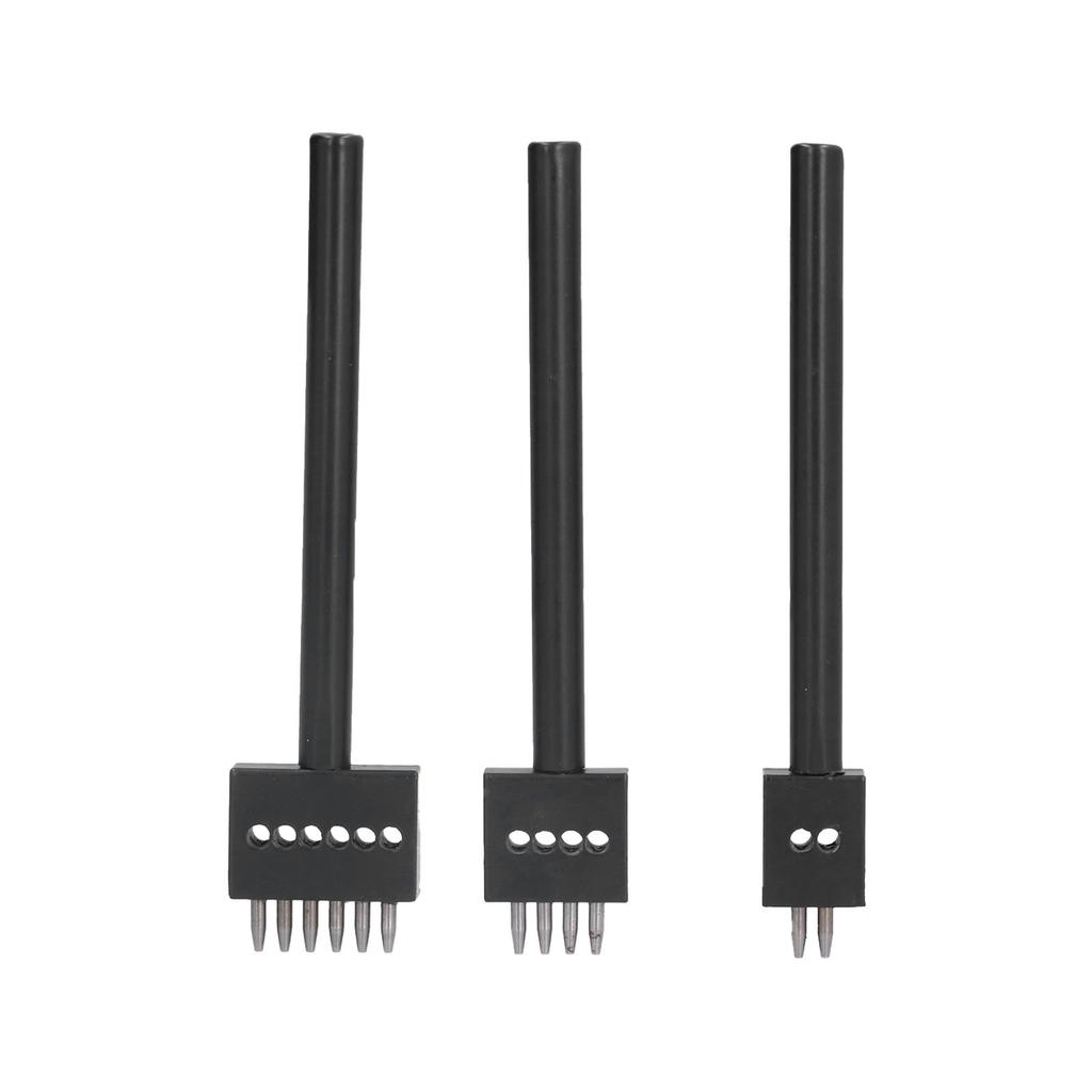 3Pcs Leather Perforated Tool Black Tooth Durable Quick Easy DIY Leather Craft Tool Kits4mm