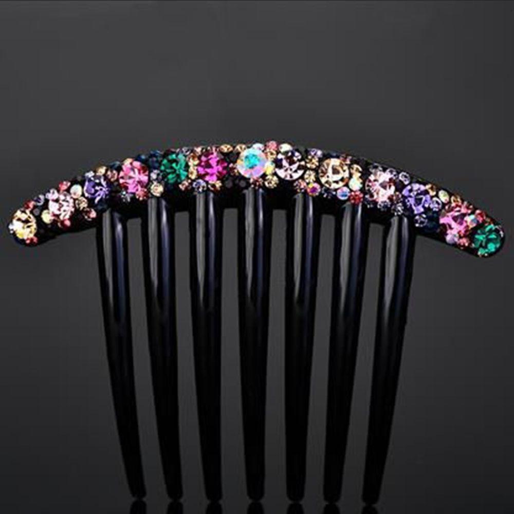 Colorful Women Acrylic Seven-tooth Comb Korean Style Headwear Hair Accessories Rhinestone Hair Comb