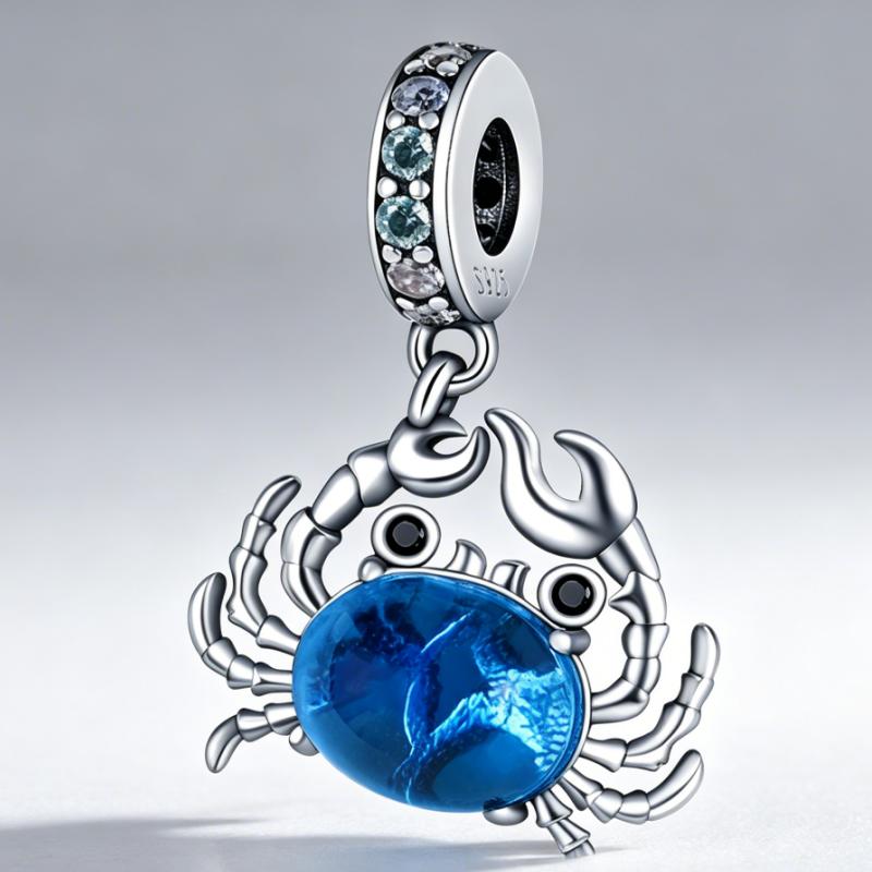New 925 Silver Marine Crab Charms Pendant For Women Fit Bracelet DIY Birthday Party Jewelry Gift