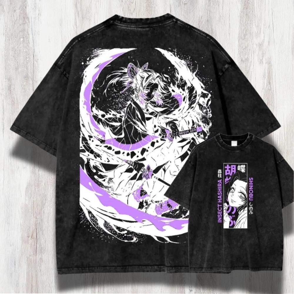 

2026 Latest Shinobu Demon Slayer TShirt Oversized Vintage Anime Tee Insect Hashira Graphic Shirt Kimetsu No Yaiba Gift M