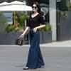 New Plus Size High-Waisted Wide-Leg Jeans for Women - Spring/Summer Loose, Slimming, 9/10 Length