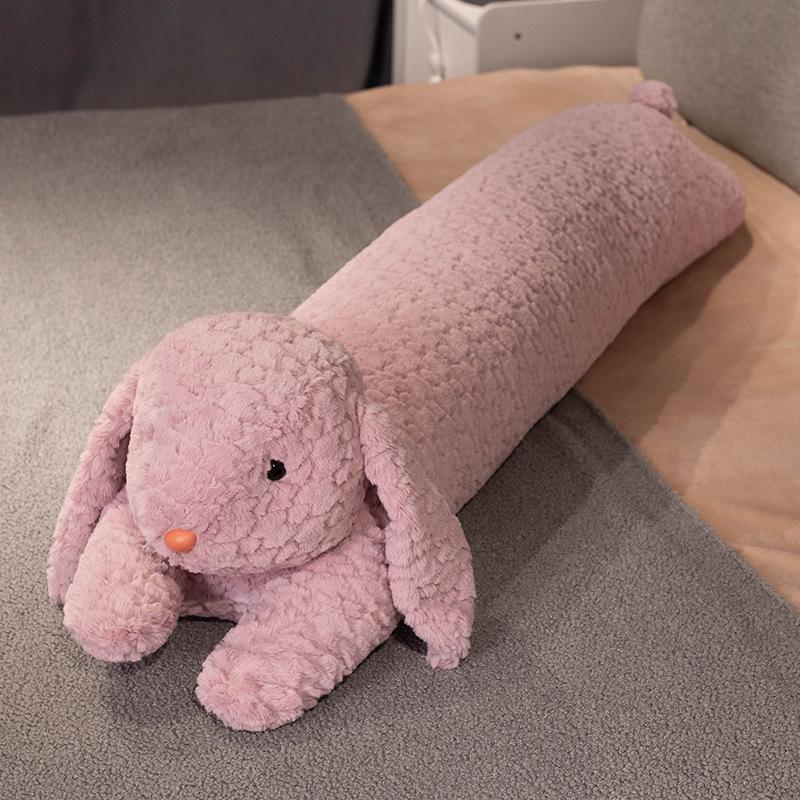 Soft cute cylindrical throw pillow, long rabbit throw pillow, plush large rag doll, sleeping pillow on the bed, female