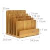 Relaxdays Organiseur bureau en bambou, 5 compartiments, flyers, H x L x P : 23 x 24,5 x 20,5 cm, couleur naturelle