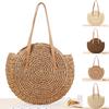 Women Boho Woven Handbag Summer Beach Tote Straw Bag Round Rattan Shoulder Bag