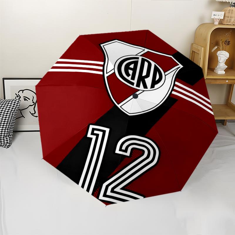 Club Atlético River Plate Print Automatic Umbrella, 8 Rib Iron Frame, Plastic Handle, Suitable for Outdoor Travel &Daily , Ideal Gift