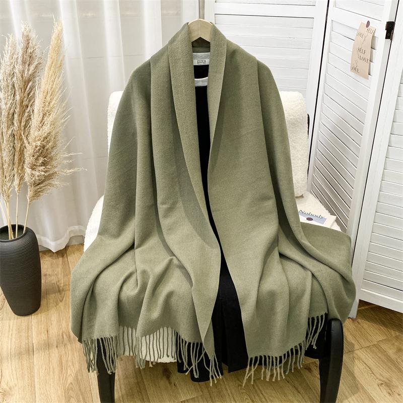 New Fashion Luxury Solid Color Thick Cashmere Winter Warm Scarf Women Pashmina Shawl Wraps Bufanda Female Tassel Scarves