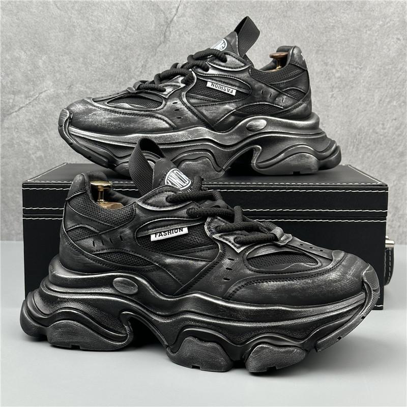 

2024 Дизайнерские мужские кроссовки в корейском стиле с высоким верхом на платформе, повседневные теннисные туфли для активного отдыха, легкие мужские кроссовки для скейтбординга 38 чёрный