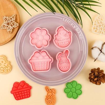 1/4 Stück Osterhase Keksform Plastik Hase Ei Ausstecher Stempel Präger Osterparty Fondant Kuchen Back Dekoration