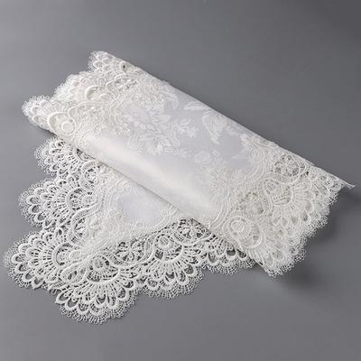 European Style Embroidery Table Runner Solid Color Household Jacquard Cabinet Cover Cloth Satin Lace Fabric Coffee Table Runner