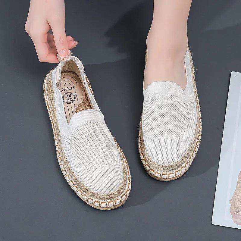 Womens Flat Slip On Canvas Summer Strap Loafers Ladies Casual Comfort Shoes Female Sneakers for Women Platform Loafers