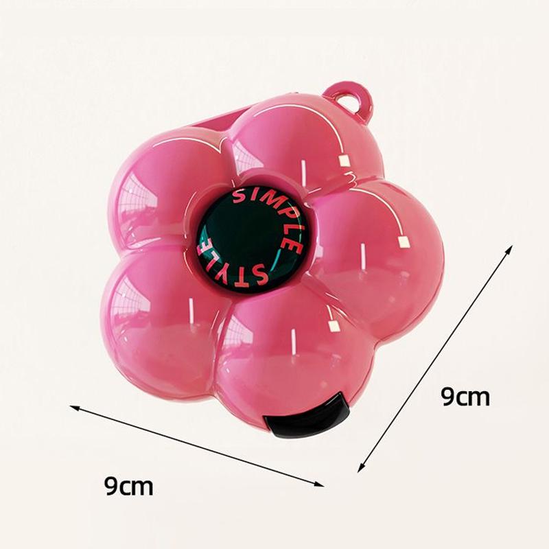 Dopamine Flower Pill Organizer Portable Medicine Case with 6-Compartment Cute Weekly Vitamin Storage Box for Travel & Home