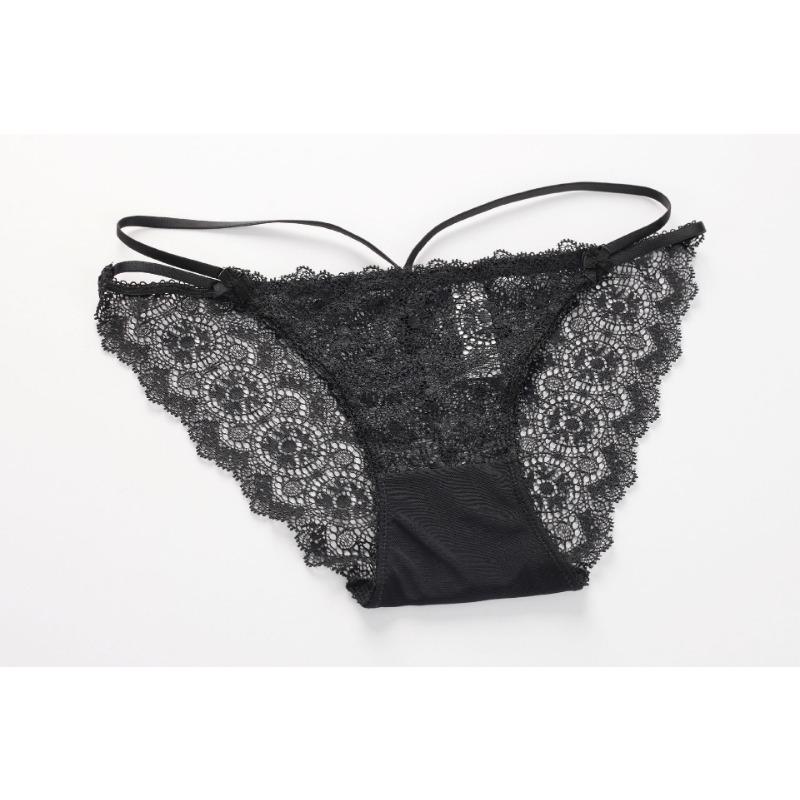 Women French Style Sexy Sheer Lace Low Waist Cotton Crotch Brief Panties