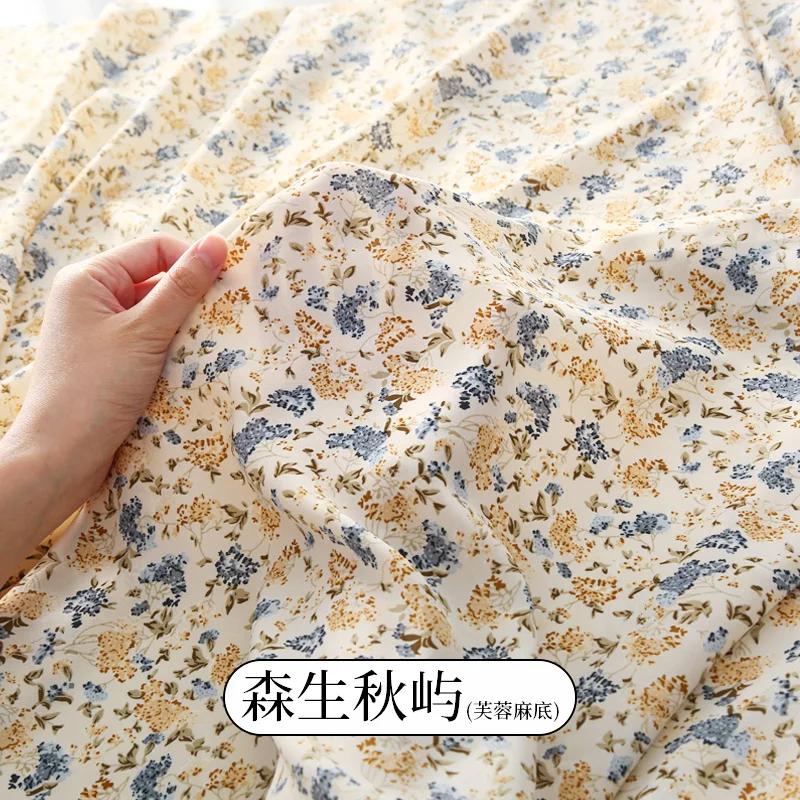 150x50cm/150x200cm Small Floral Printed Chiffon Fabric For Summer Women's Dresses Children's Clothing Handmade DIY Fabric TJ7500