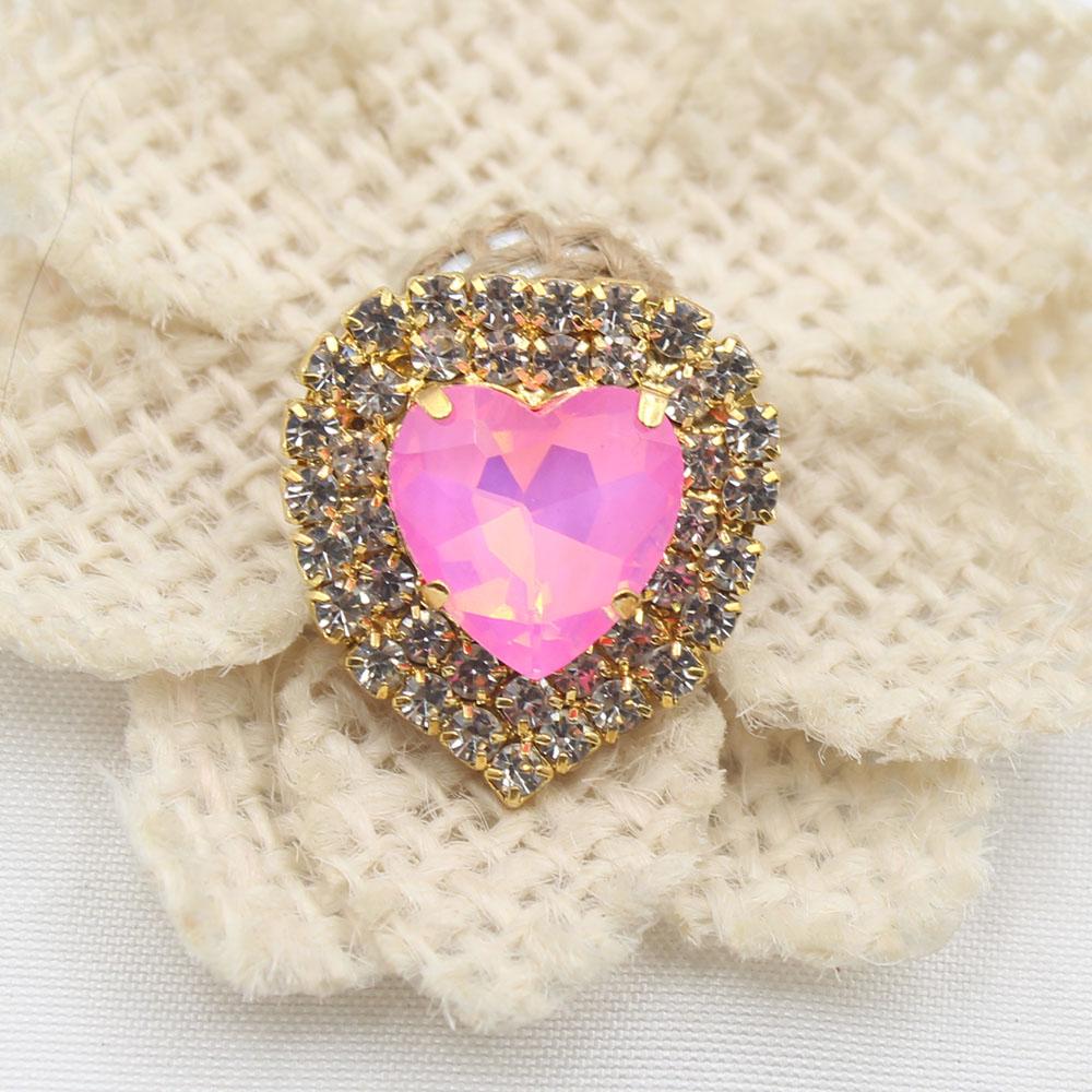 10 Pieces of High-end 21 * 22MM Inlaid Mocha Peach Heart Diamonds, Suitable for Weddings, Bow Decorations, and Invitation Letter