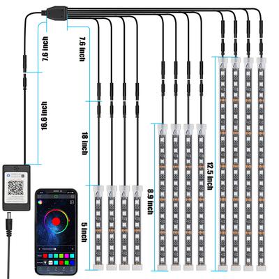 12pcs Motorcycle RGB APP Music Control  Led Light Kit Waterproof Multi-Color Atmosphere Lights Decorative Ambient Lamp Strip