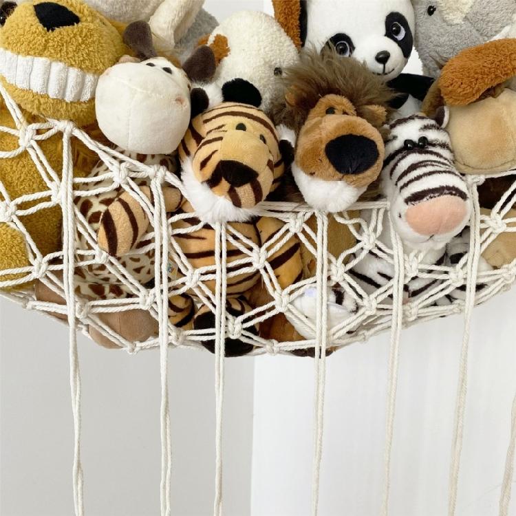 Durable Cotton Rope Storage Net For Multiple Plush Animals And Dolls Great For Kids Room Organization