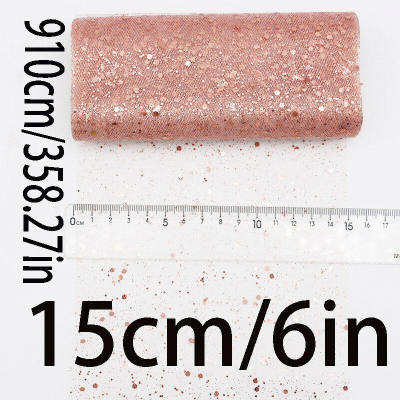 (10 yards/roll) 15cm Width Mesh Christmas Powder Fine Fragment Bouquet Packaging Festival Celebration Ribbon DIY