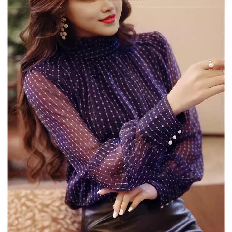 Spring Polka Dot Lace Blouse