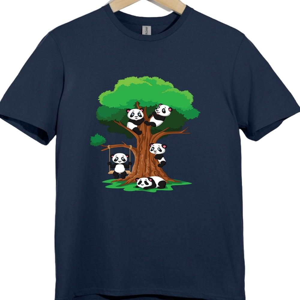 Panda T Shirt Cute Cartoon Animal Tree Graphic Playful Panda Design Tee