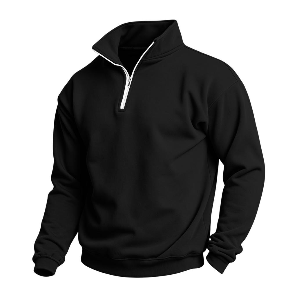 Men's Casual Quarter-Zip Stand Collar Sweatshirt