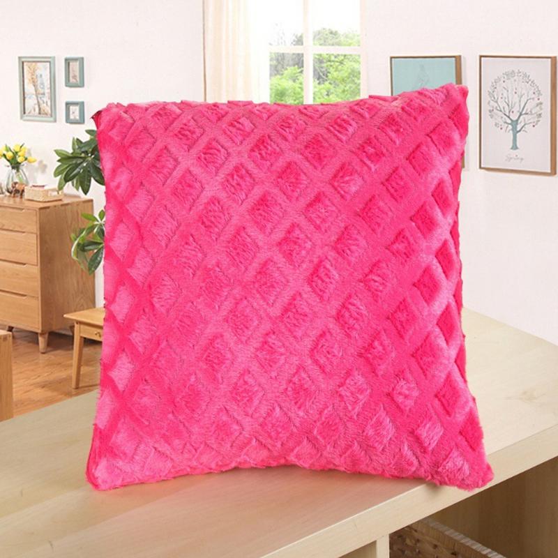 1Pc Plush Thick Lattice Pattern Sofa Pillowcase Soft Cushion Covers 43x43CM Couch Pillow