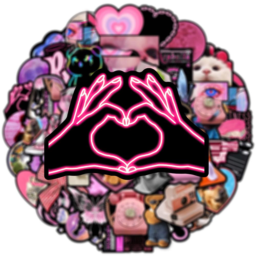 10/50pcs Vintage Pink Egirl Charm Y2K Stickers Aesthetic 90s Graffiti Stickers for DIY Luggage Laptop Skateboard Motorcycle Bicycle Stickers