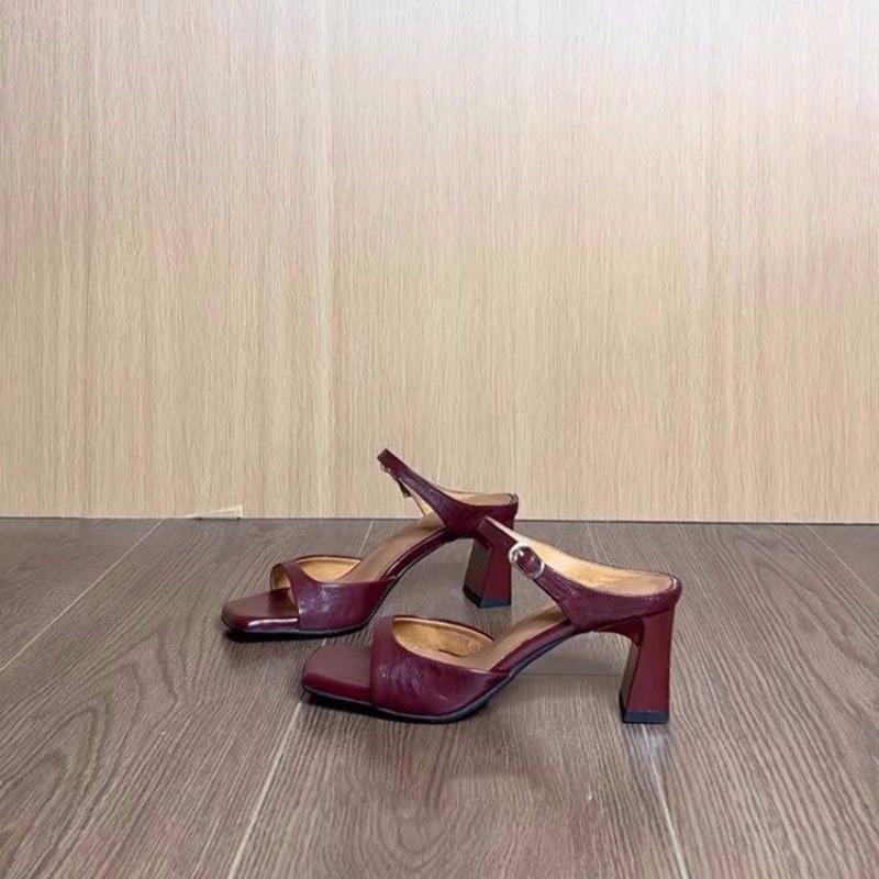 Fashion 2025 New Sexy Women High Heels Sandals Shoes Party Square Open Toe Fashion Sheepskin Shoes Woman Summer Dress Size