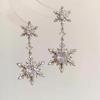 Perfect Gift Pair of Snowflake Tassels Earrings with Zircon Accents for Birthdays Holidays Special Event Women Elegant Jewelry