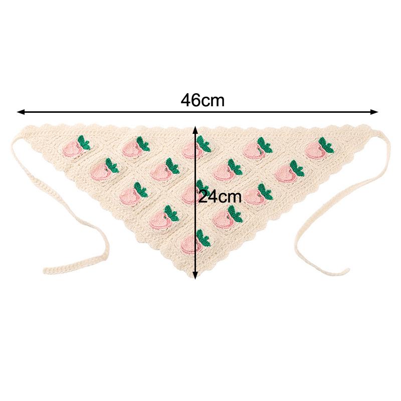Sweet Cute Strawberry Cherry Handmade Crochet Hollow Triangle Headband Towel Women Spring Summer Travel Photo Hair Scarf