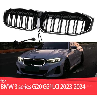 Nové LED Světlo ČERNÁ Mřížka ABS Přední Náhradní Kapota Ledvinková Mřížka Pro BMW Nová Řada 3 G20 G21 Facelift LCI 2023-2024