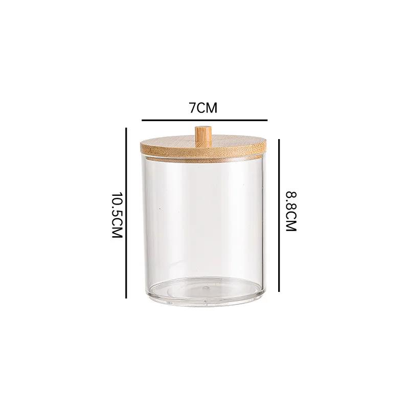 Cotton Swab Storage Box Round Clear Acrylic Makeup Organizer Cotton Pad Swab Toothpick Dustproof Box Home Storage Accessories