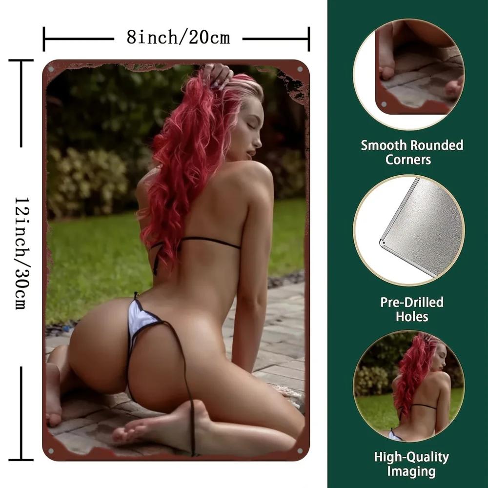 Aluminium Veggkunst av Bikini-kledd Figur, Metallskilt. Konstruert av jern, Værbestandig, Et ideelt hjemmedekor og gavealternativ.