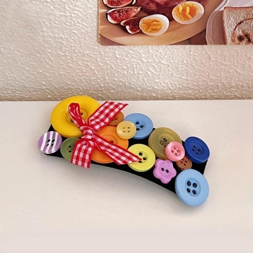 Y2k Childishness Hairband Dopamine Bow Hair Clip Cute Coloured Button Headband  Photograph Prop