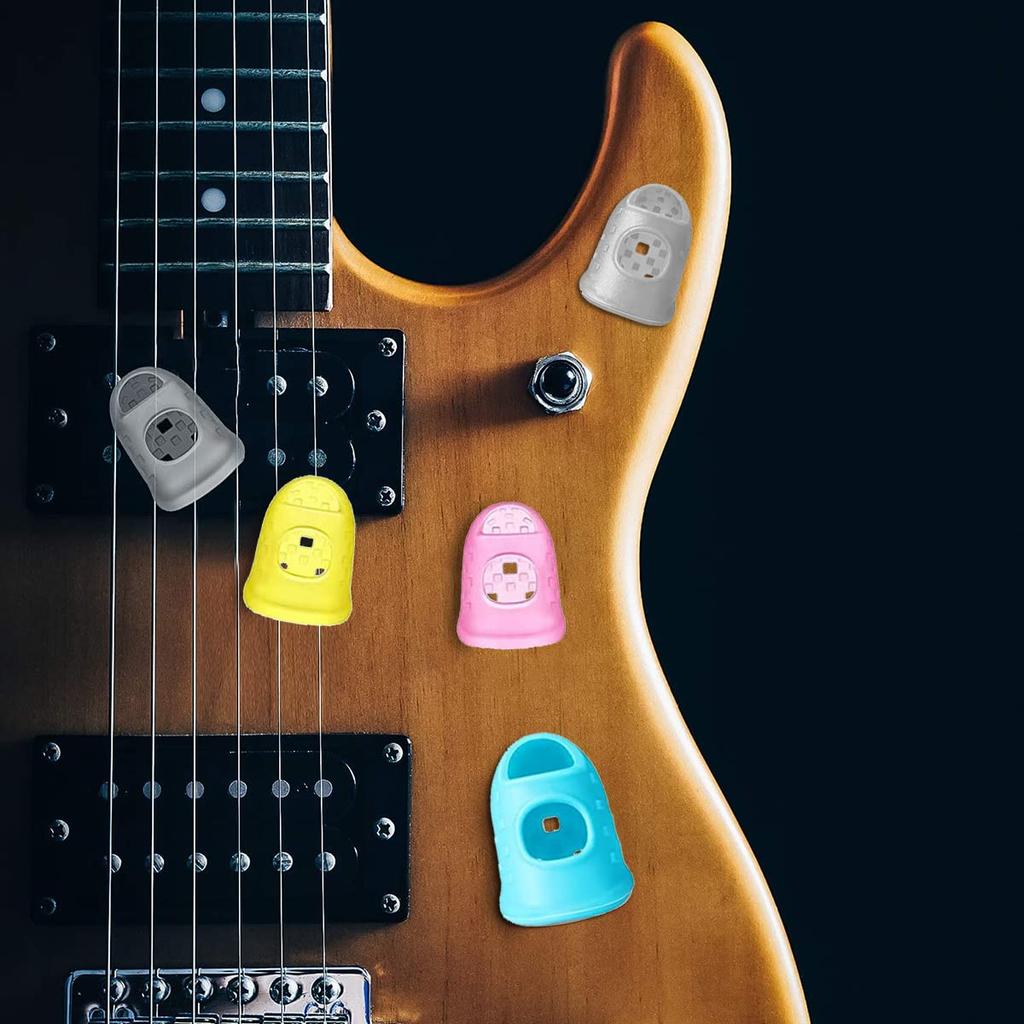 Samcos Guitar Fingertip Finger Sleeves for String Instruments Such As and Finger 5 Sizes for All Five 5 Protectors, Violin, Bass, Erhu, Piano.
