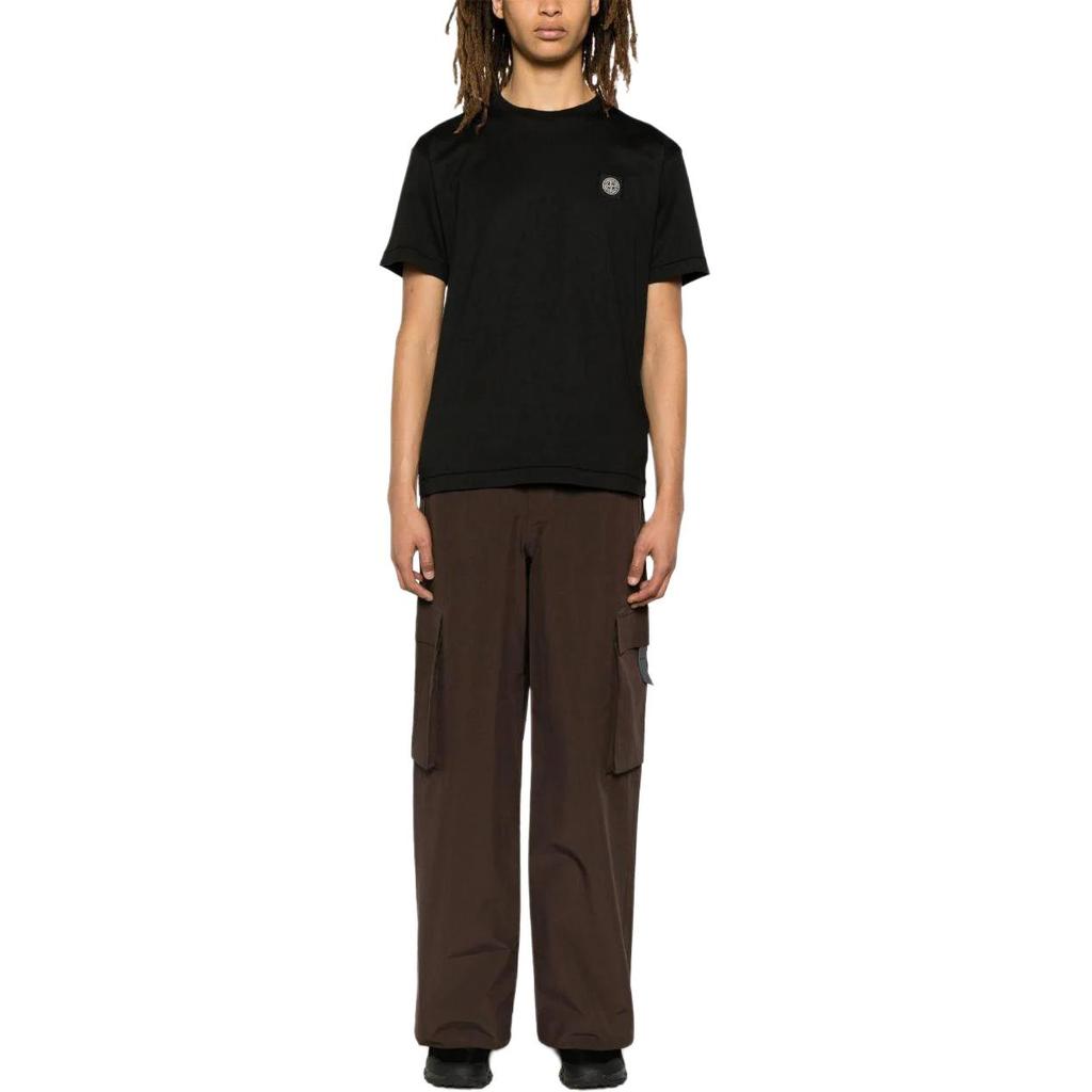 STONE ISLAND Ss25 Jednolity Kolor Naszywka z Logo Okrągły Dekolt Bawełniana Koszulka z Krótkim Rękawem Męskie Top K1S152100039S0013-V0029