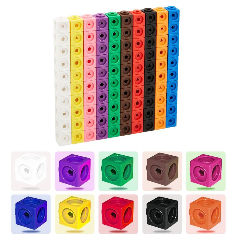 Children Math Cubes Montessori Toys Geometric Counting Link Cubes Snap Blocks Stacking Games Fine Motor Training Sensory Toys