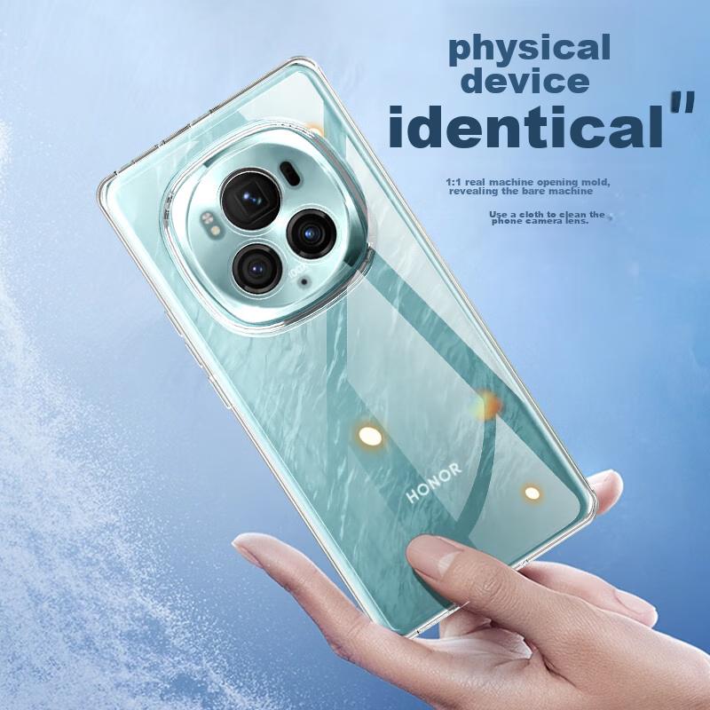 HotFire Phone Case for Honor Magic6Pro, Honor Magic6 Pro Protective Cover, Shockproof Silicone Upgraded Lens Full Protection Frame - Transparent