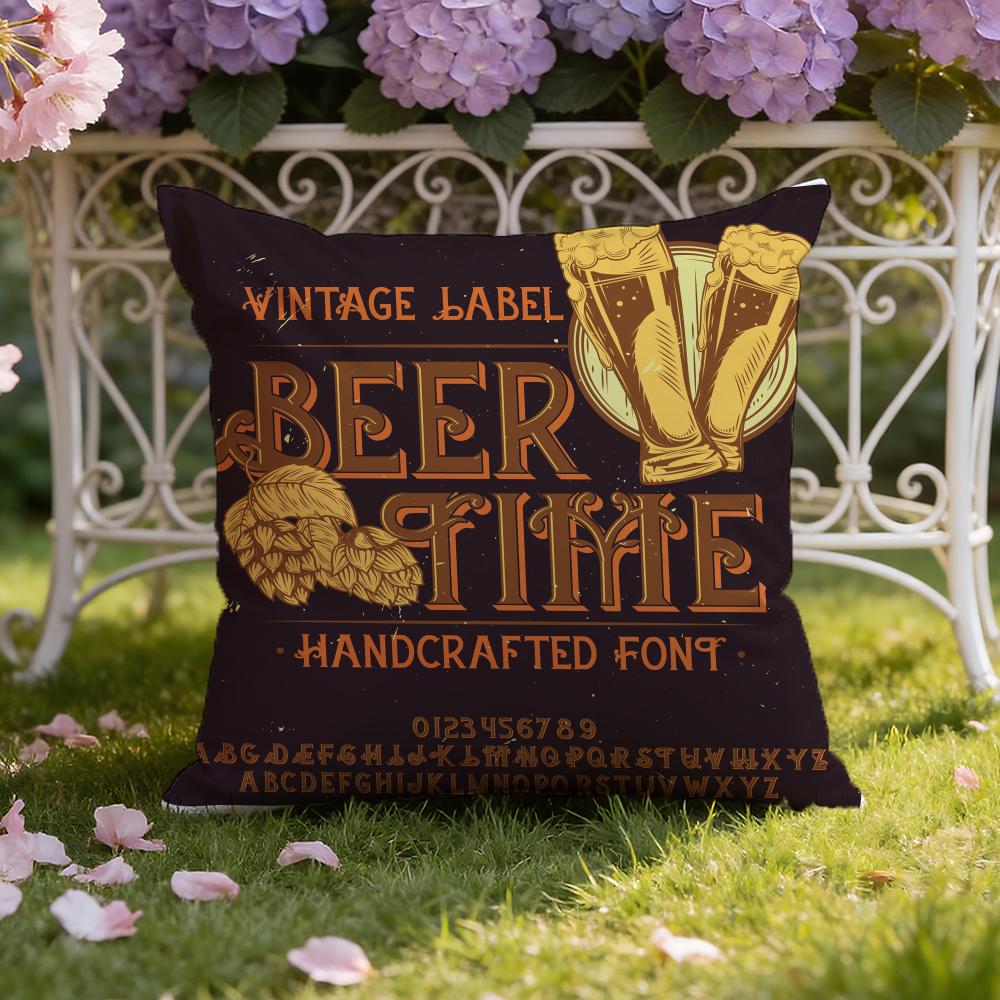 Beer Wine Retro Style Cushion Cover Home & Car Dual-Scene Pillow Cover: Reversible for Premium Comfort