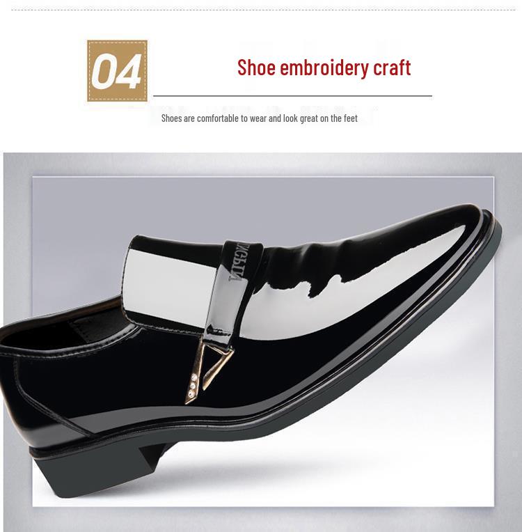 2025 Spring Men's Korean Style Fashion Casual Leather Shoes - Patent Leather Business Shoes