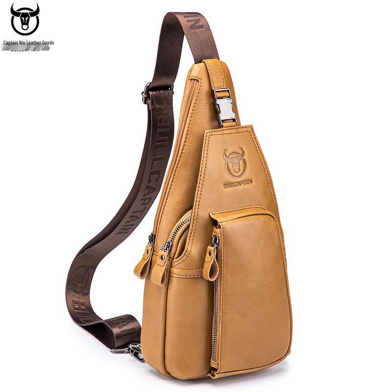 Captain Cow Men's Genuine Leather Multifunctional Crossbody Chest Bag