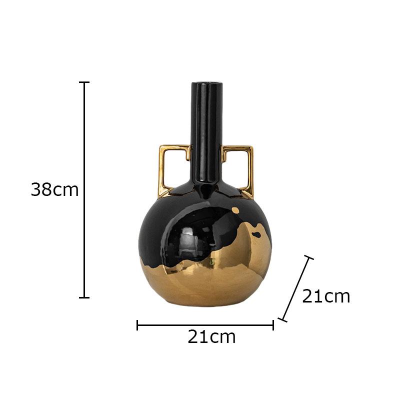 Creative Black Golden Ceramic Vase Desk