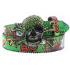 Cintura in Pelle con Teschio Graffiti e Strass: Stile Europeo e Americano Versatile