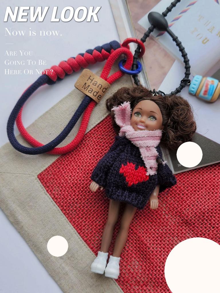 Sweet Cute Black Skin Doll Pendant Hanging Backpack Ornament Diy Change Clothes Bag Charm Car Key Ring Bag Decor Itemation For Doll