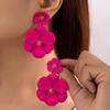 Nuevos Pendientes de Clip Largos Retro Estilo Bosque, Diseño de Rociado de Flores Coloridas Pintadas, Pendientes de Temperamento Creativos de Capas Múltiples para Mujer.