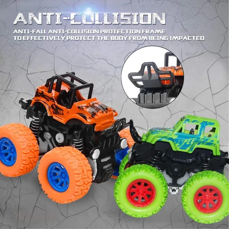 Friction Powered Monster Trucks for Boys Push and Go Vehicles Toy Inertia Vehicle Stunt On-Road Vehicle Great for Birthday Gift
